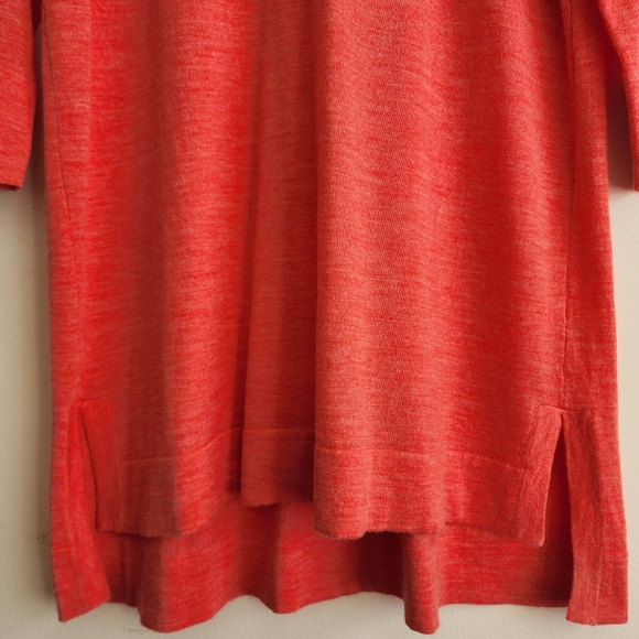 J Jill Women's Tunic Top 100% Merino Wool Size M Orange 3/4 Sleeves - Picture 4 of 14